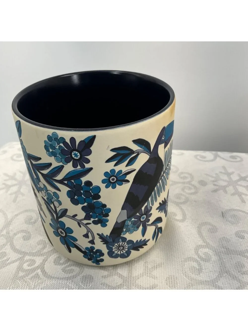 Farm Rio + Starbucks Ceramic Mug 14 Oz 2025 Blue Floral Toucan Design